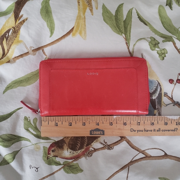 NWT LODIS Leather Wallet Zip Zippered Red - Picture 7 of 10